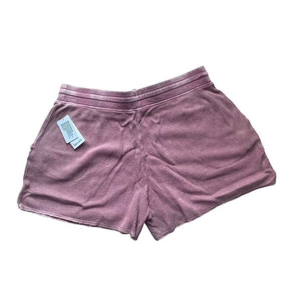 SPLENDID shorts tie waist thermal waffle mineral wash raw hem rose cotton size L - Picture 5 of 14
